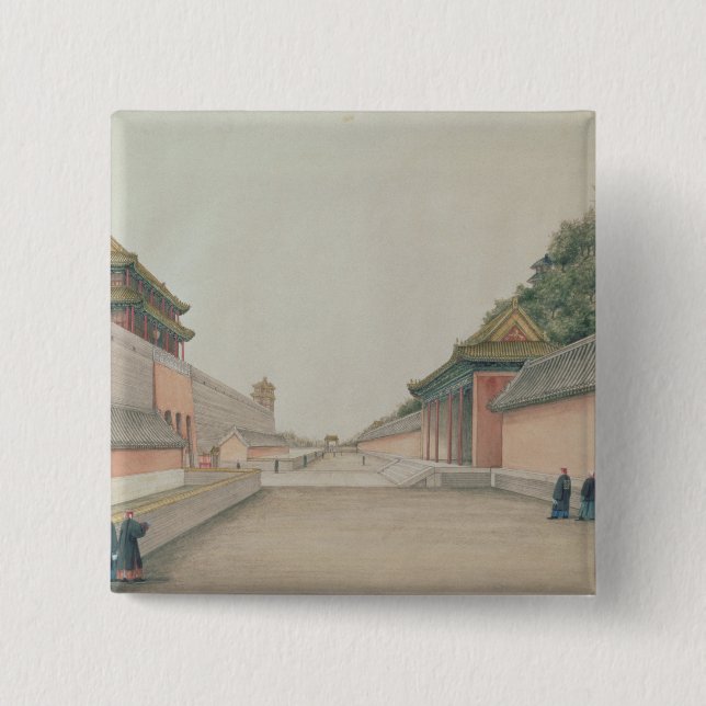 Bóton Quadrado 5.08cm O palácio imperial em Peking (Frente)