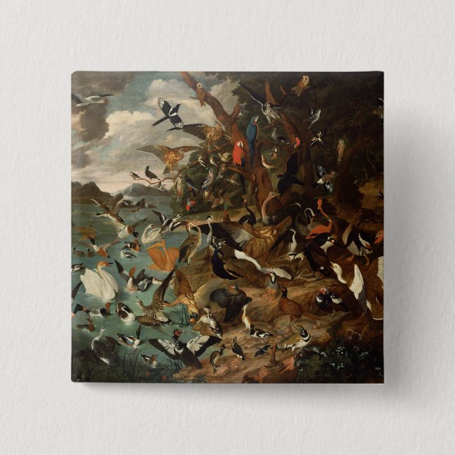 Bóton Quadrado 5.08cm O parlamento dos pássaros (Frente)