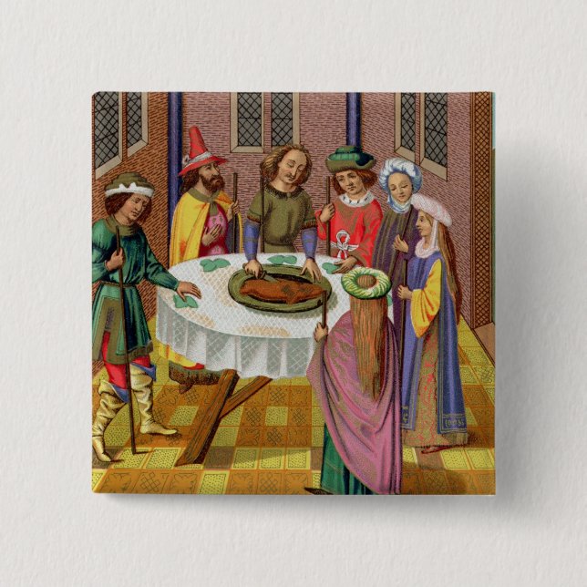 Bóton Quadrado 5.08cm O Passover dos judeus, fac-símile de um século XV (Frente)