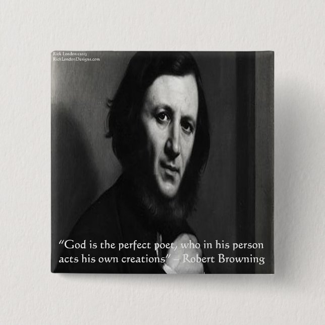 Bóton Quadrado 5.08cm O poeta perfeito de Deus Robert Browning (Frente)