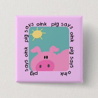 Bóton Quadrado 5.08cm O porco diz Oink o camiseta e os presentes