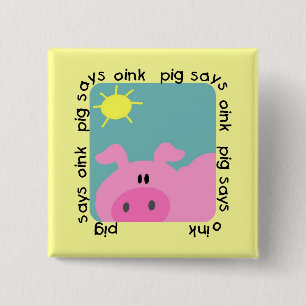 Bóton Quadrado 5.08cm O porco diz Oink o camiseta e os presentes