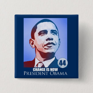 Bóton Quadrado 5.08cm O presidente Obama, mudança é agora botão