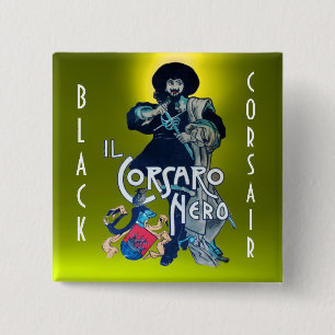 Bóton Quadrado 5.08cm O PRETO CORSAIR gem amarelo