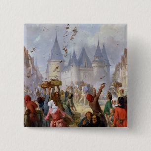 Bóton Quadrado 5.08cm O retorno de St Louis e Blanche de Castille