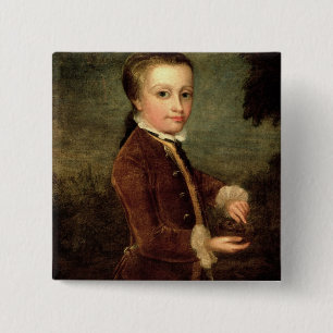Bóton Quadrado 5.08cm O retrato de Wolfgang Amadeus Mozart envelheceu