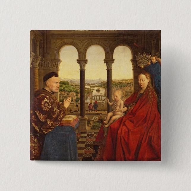 Bóton Quadrado 5.08cm O Rolin Madonna, c.1435 (Frente)