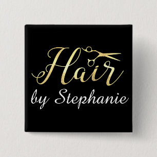 Bóton Quadrado 5.08cm O roteiro dourado Scissors o cabeleireiro do