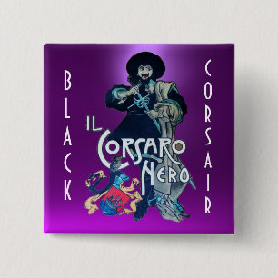 Bóton Quadrado 5.08cm O roxo PRETO da gema do CORSÁRIO