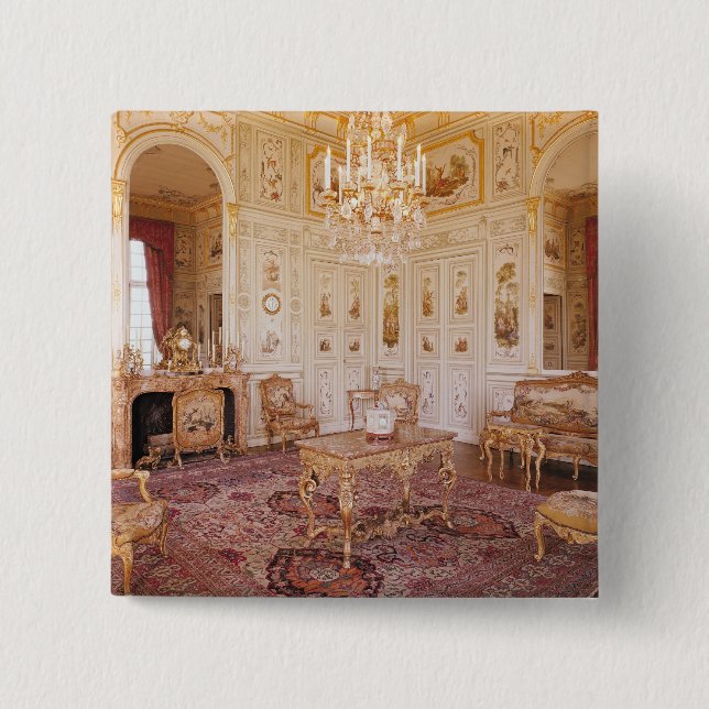 Bóton Quadrado 5.08cm O salão de beleza Chinois, c.1740 (Frente)