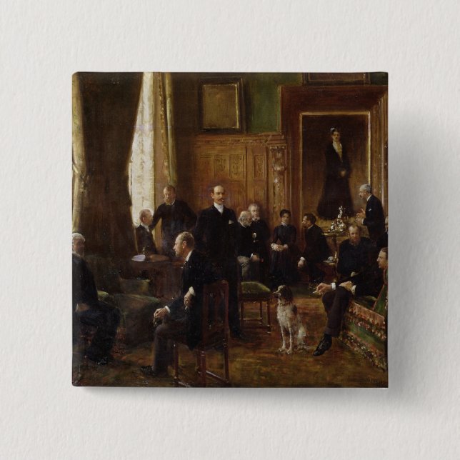 Bóton Quadrado 5.08cm O salão de beleza do condessa Potocka, 1887 (Frente)