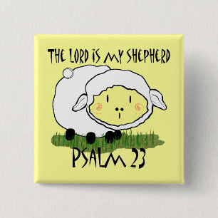 Bóton Quadrado 5.08cm O SENHOR é meu pastor Salmo 23 Camiseta infantil -