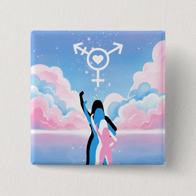 Bóton Quadrado 5.08cm O Sinal Trans (Frente)