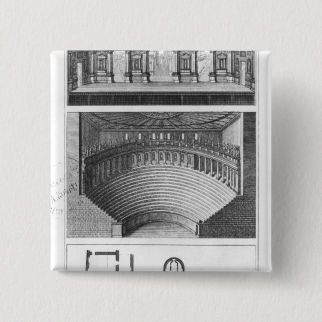 Bóton Quadrado 5.08cm O teatro olímpico em Vicenza (Frente)