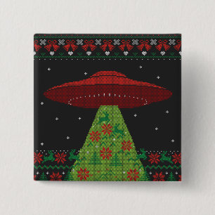 Bóton Quadrado 5.08cm O Trator de Ovni Vermelho e Verde Beam Ugly Christ