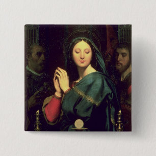 Bóton Quadrado 5.08cm O Virgin com o anfitrião, 1841