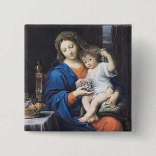 Bóton Quadrado 5.08cm O Virgin das uvas, 1640-50