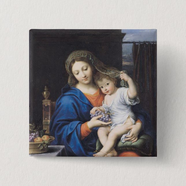Bóton Quadrado 5.08cm O Virgin das uvas, 1640-50 (Frente)