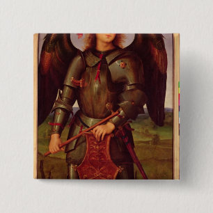 Bóton Quadrado 5.08cm O Virgin e a criança com SS. Raphael e