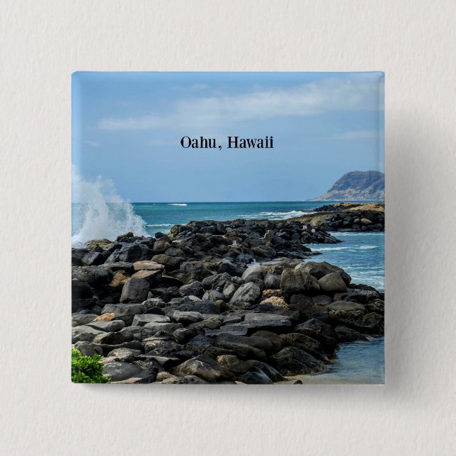 Bóton Quadrado 5.08cm Oahu, Havaí (Frente)