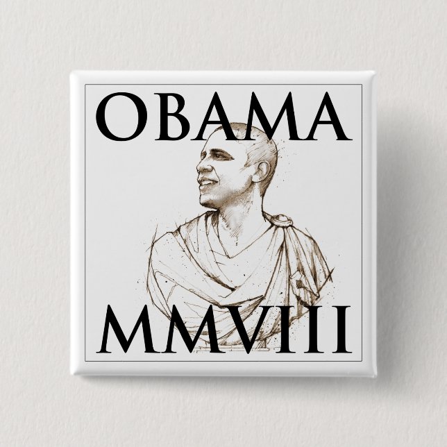 Bóton Quadrado 5.08cm Obama 2008 (Frente)