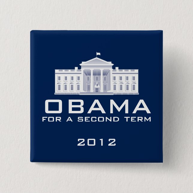 Bóton Quadrado 5.08cm Obama 2012 (Frente)