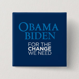 Bóton Quadrado 5.08cm Obama Biden para a mudança nós precisamos o