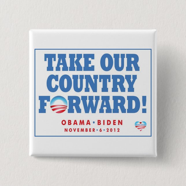 Bóton Quadrado 5.08cm Obama-Biden TOCF & Pin do voto (Frente)