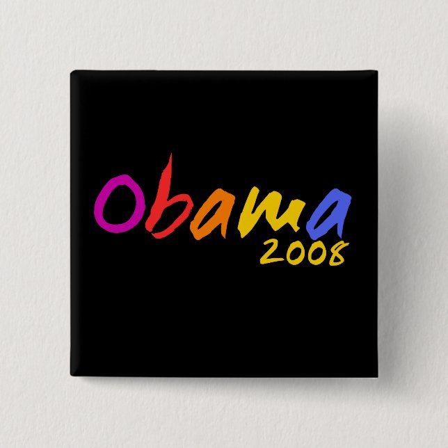 Bóton Quadrado 5.08cm Obama colorido legal 2008 botões (Frente)