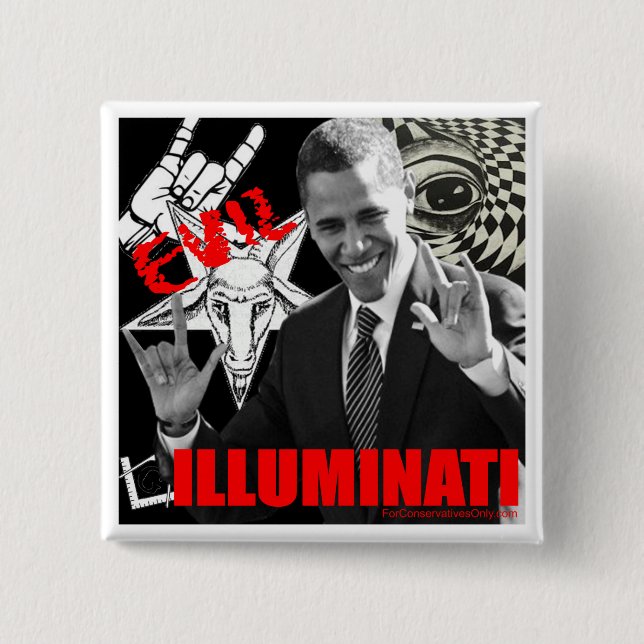 Bóton Quadrado 5.08cm Obama - Illuminati (Frente)