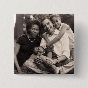 Bóton Quadrado 5.08cm Obama-Primeira família