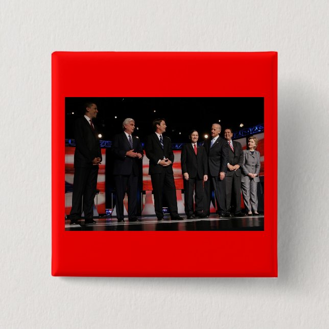 Bóton Quadrado 5.08cm Obama-Primeiro debate (Frente)
