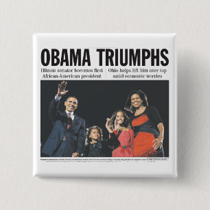 Bóton Quadrado 5.08cm Obama triunfa botão