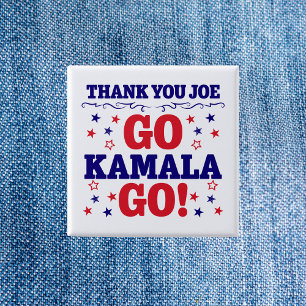 Bóton Quadrado 5.08cm Obrigado Joe Go Kamala Go!