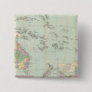 Bóton Quadrado 5.08cm Oceanien - Mapa Atlas da Oceania