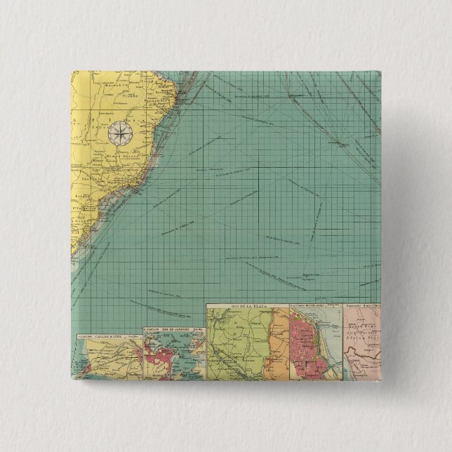Bóton Quadrado 5.08cm Oceano Atlântico Sul (Frente)