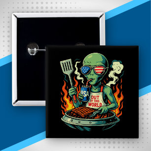 Bóton Quadrado 5.08cm Óculos de Sol Bandeira Americana Churrasco Alieníg