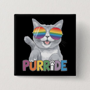 Bóton Quadrado 5.08cm Óculos de Sol Purride Cat Orgulho Gay Arco-íris LG