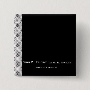 Bóton Quadrado 5.08cm Ocupação preta na moda do profissional do teste