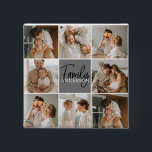 Bóton Quadrado 5.08cm Oferta de Foto de Colagem da Família e Cinza Perso<br><div class="desc">Oferta de Foto de Colagem da Família e Cinza Personalizada</div>