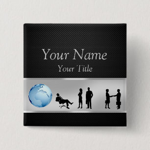 Bóton Quadrado 5.08cm Office Business Pessoas World Globe - Botão