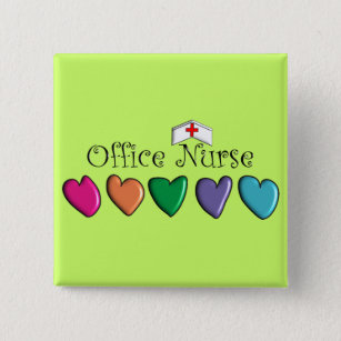 Bóton Quadrado 5.08cm Office Nurse Multi-Color Hearts Design 3D