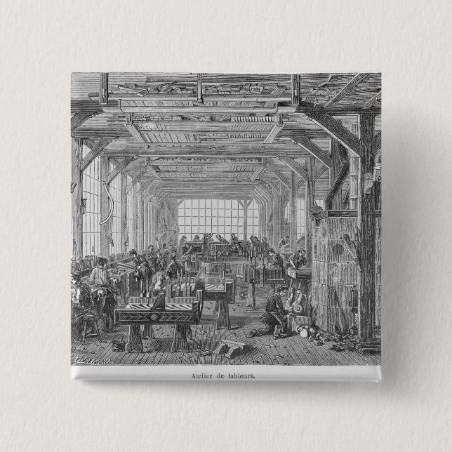 Bóton Quadrado 5.08cm Oficina de fabricantes dos pianos de Pleyel (Frente)