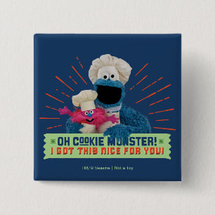 Bóton Quadrado 5.08cm Oh Cookie Monster! Eu tenho algo bom para você