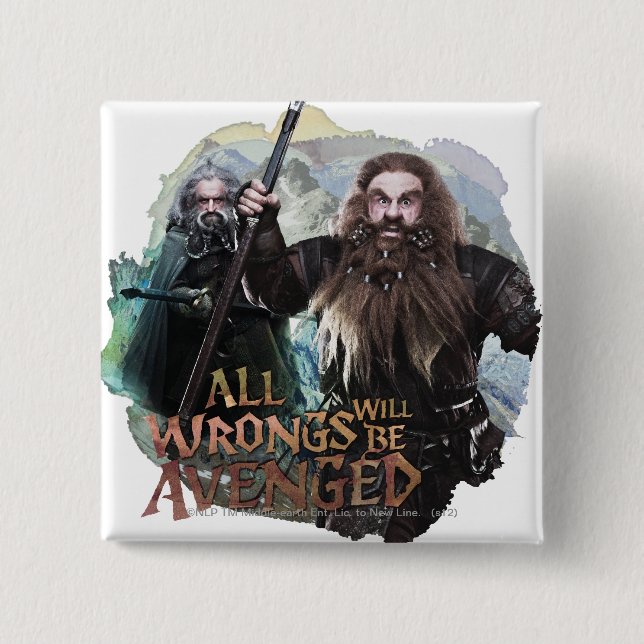 Bóton Quadrado 5.08cm Oin e Gloin (Frente)