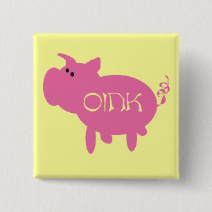 Bóton Quadrado 5.08cm Oink camiseta e presentes cor-de-rosa do porco