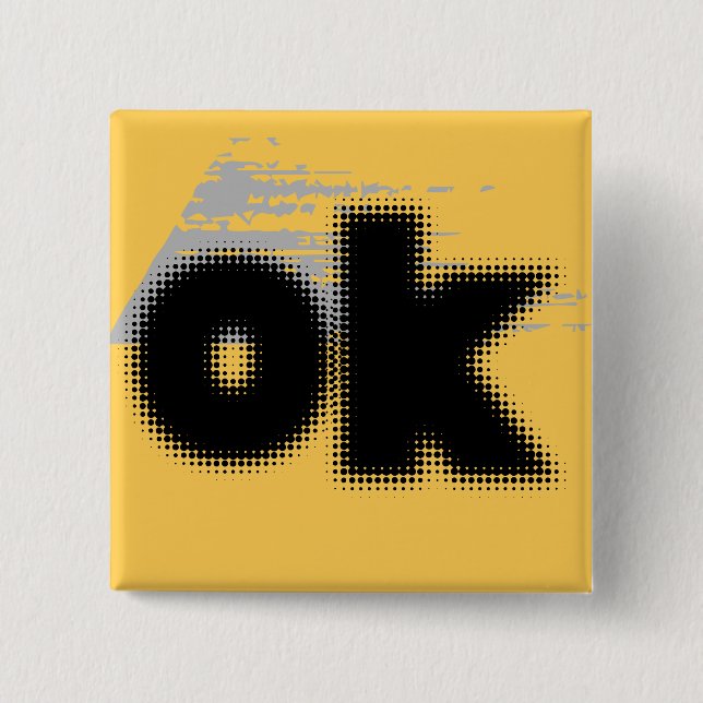 Bóton Quadrado 5.08cm "OK Vibes - Simples e Negrito" (Frente)