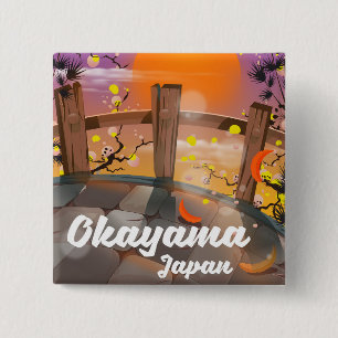 Bóton Quadrado 5.08cm Okayama Japonês floresce poster.