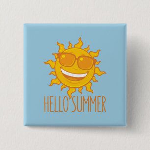 Bóton Quadrado 5.08cm Olá Summer Sun com óculos de sol
