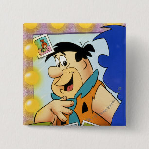 Bóton Quadrado 5.08cm Olhar do Flintstone de Fred no espelho